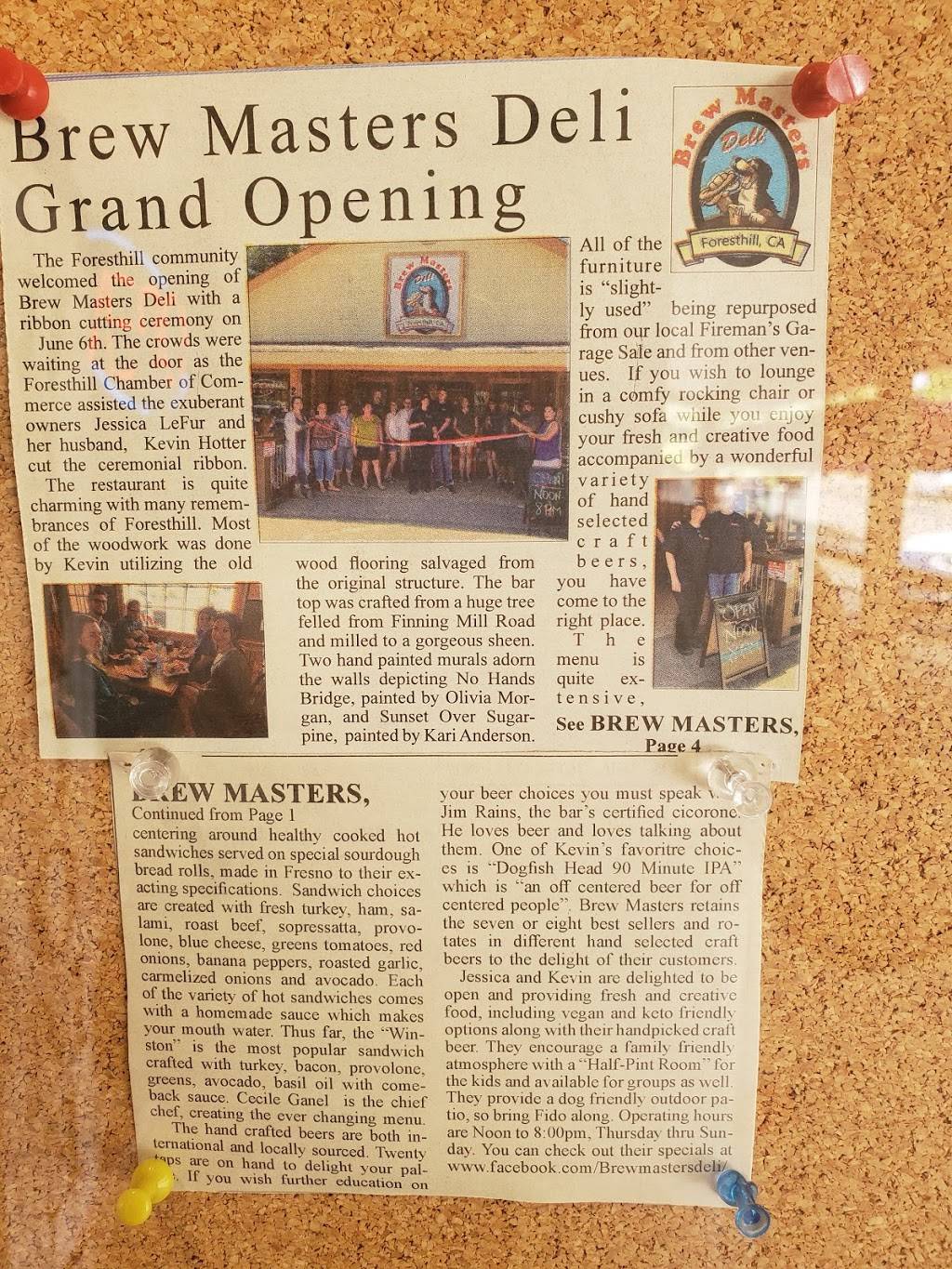 Brew Masters Deli | restaurant | 24340 Main St, Foresthill, CA 95631, USA | 5303678277 OR +1 530-367-8277