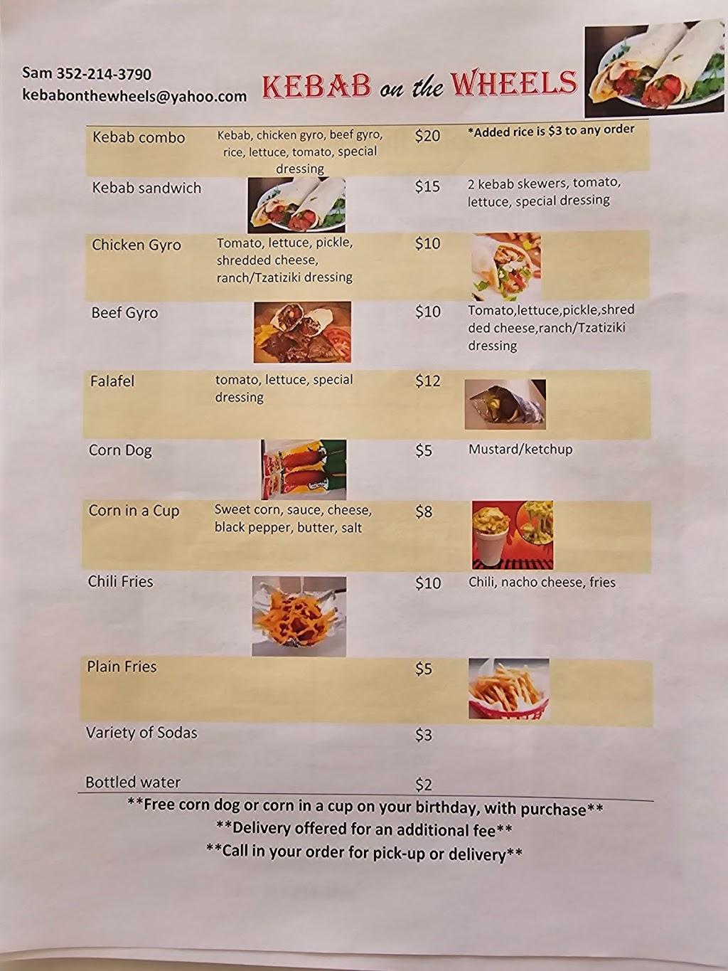 Kebab on the wheels | restaurant | 14 NW 7th Ave, Gainesville, FL 32601, USA | 3522143790 OR +1 352-214-3790