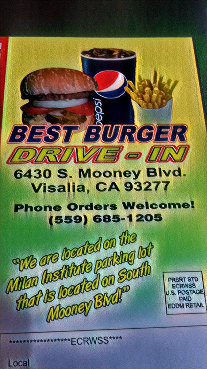 Best Burger Drive-In | restaurant | 6430 S Mooney Blvd, Visalia, CA 93277, USA | 5596851205 OR +1 559-685-1205