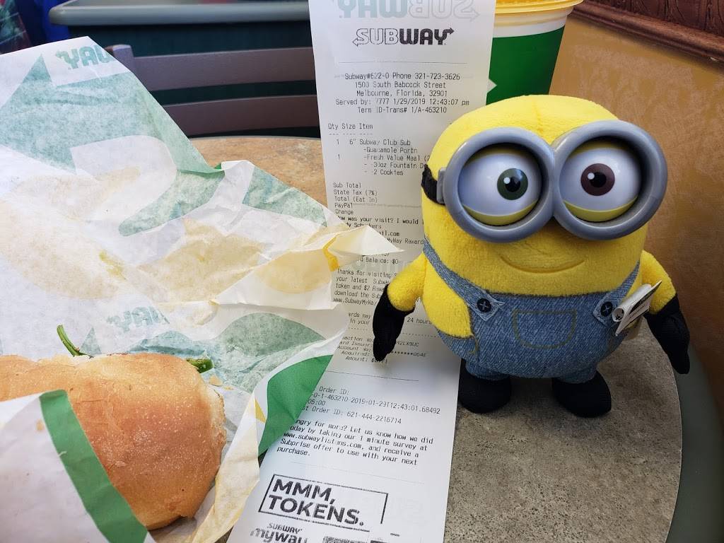 Subway | restaurant | 1500 S Babcock St, Melbourne, FL 32901, USA | 3217233626 OR +1 321-723-3626