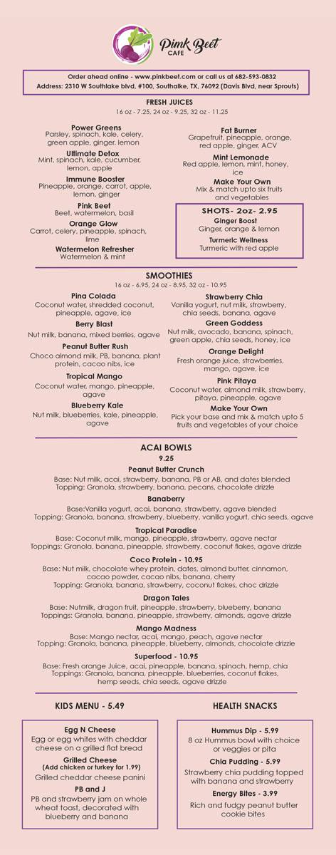 Pink Beet Cafe | restaurant | 2310 W Southlake Blvd Suite 100, Southlake, TX 76092, USA | 6825930832 OR +1 682-593-0832