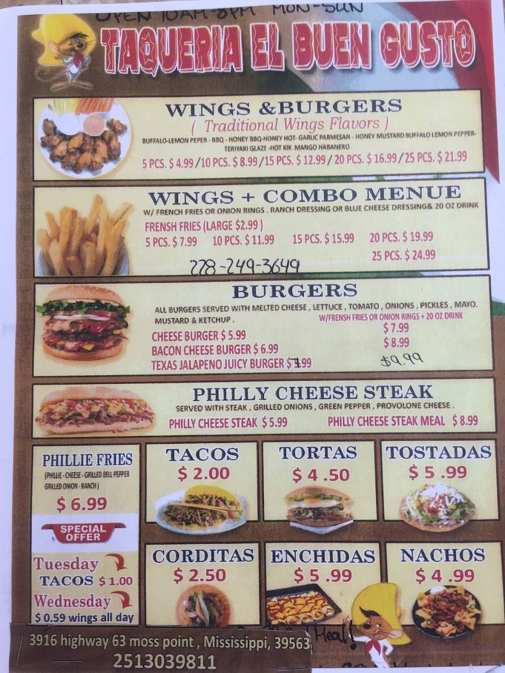 Taqueria el buen gusto | restaurant | 3916 MS-63, Moss Point, MS 39563, USA | 2282493649 OR +1 228-249-3649