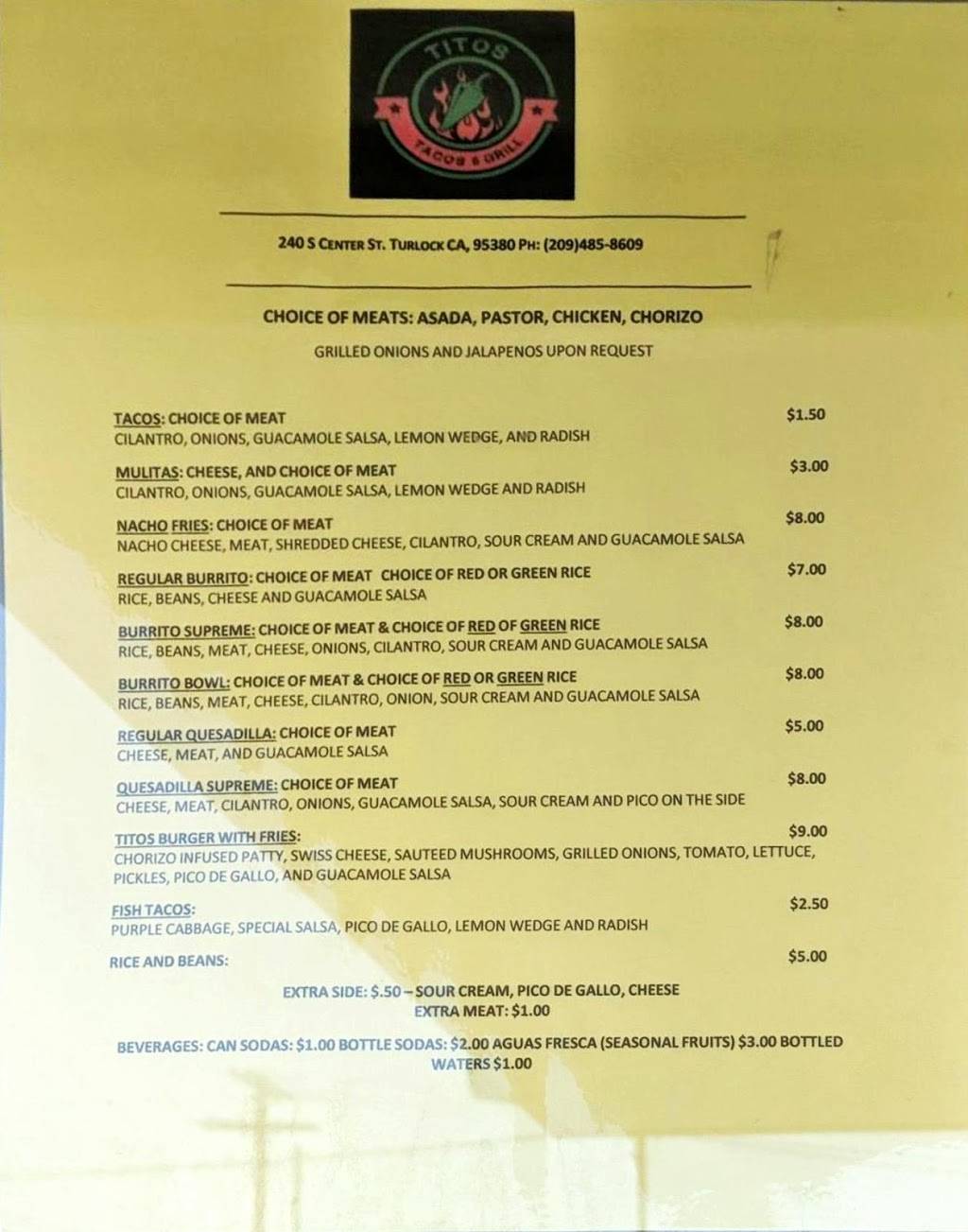 Titos Tacos | restaurant | 240 S Center St, Turlock, CA 95380, USA | 2094858609 OR +1 209-485-8609