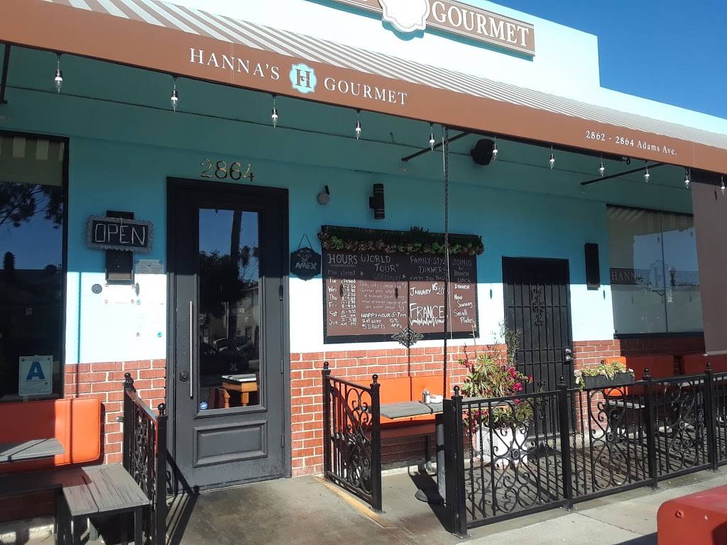 Hannas Gourmet | restaurant | 2864 Adams Ave, San Diego, CA 92116, USA | 6192805600 OR +1 619-280-5600