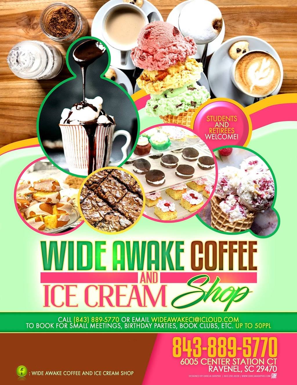 Wide Awake Coffee and Ice Cream Shop | bakery | 6005 Center Station Ct, Ravenel, SC 29470, USA | 8438895770 OR +1 843-889-5770
