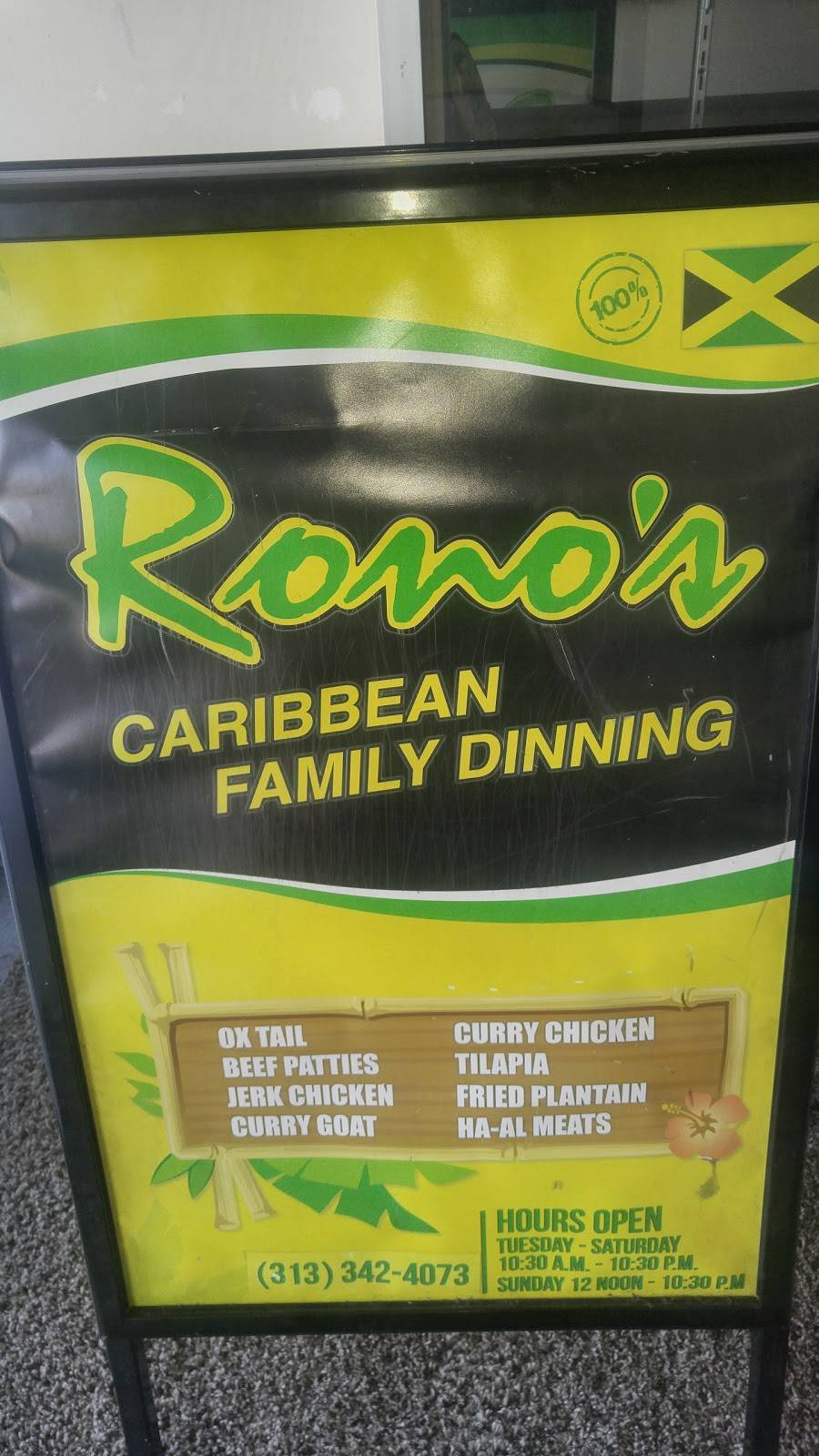 Ronos Caribbean Family Dining | restaurant | 14001 W McNichols Rd, Detroit, MI 48235, USA | 3133424073 OR +1 313-342-4073