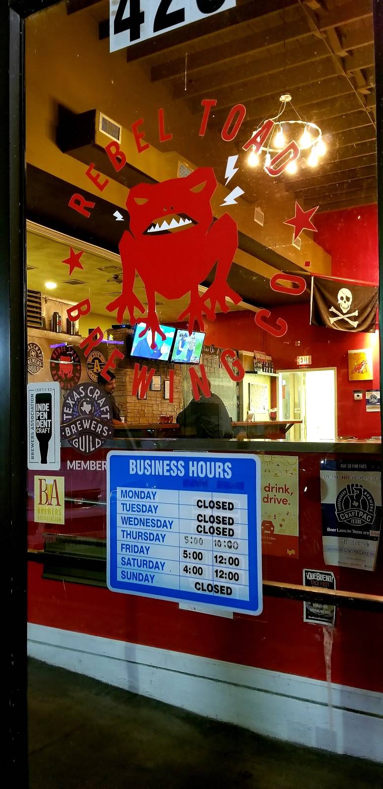 Rebel Toad Brewing Co. | restaurant | 425 William St, Corpus Christi, TX 78401, USA | 5122211267 OR +1 512-221-1267