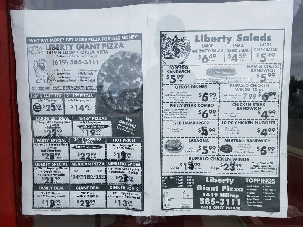 Liberty Giant Pizza | restaurant | 1419 Hilltop Dr # E, Chula Vista, CA 91911, USA | 6195853111 OR +1 619-585-3111