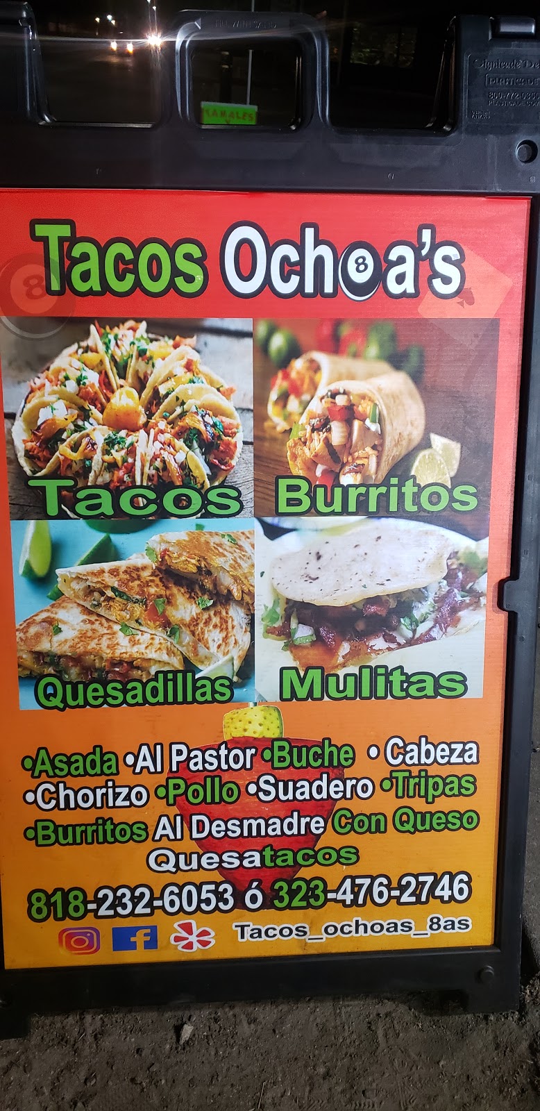 Tacos ochoas 8As | restaurant | 2150 E Highland Ave, San Bernardino, CA 92404, USA | 8182326053 OR +1 818-232-6053