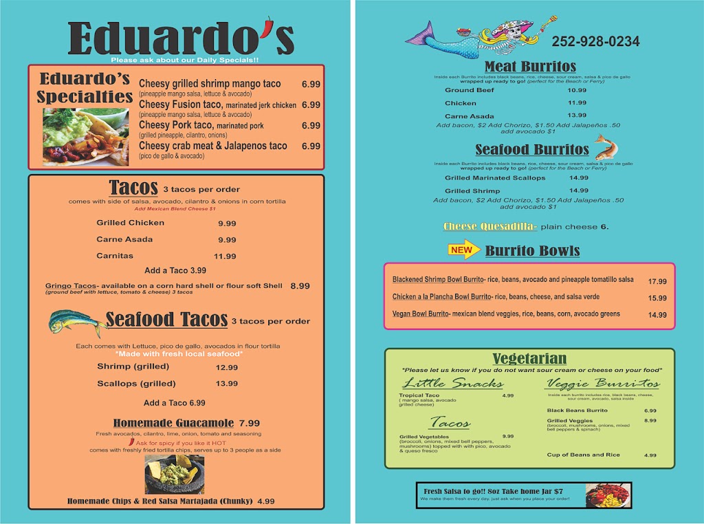 Eduardos Taco Stand | restaurant | 10 Lawton Ln, Ocracoke, NC 27960, USA | 2529280234 OR +1 252-928-0234