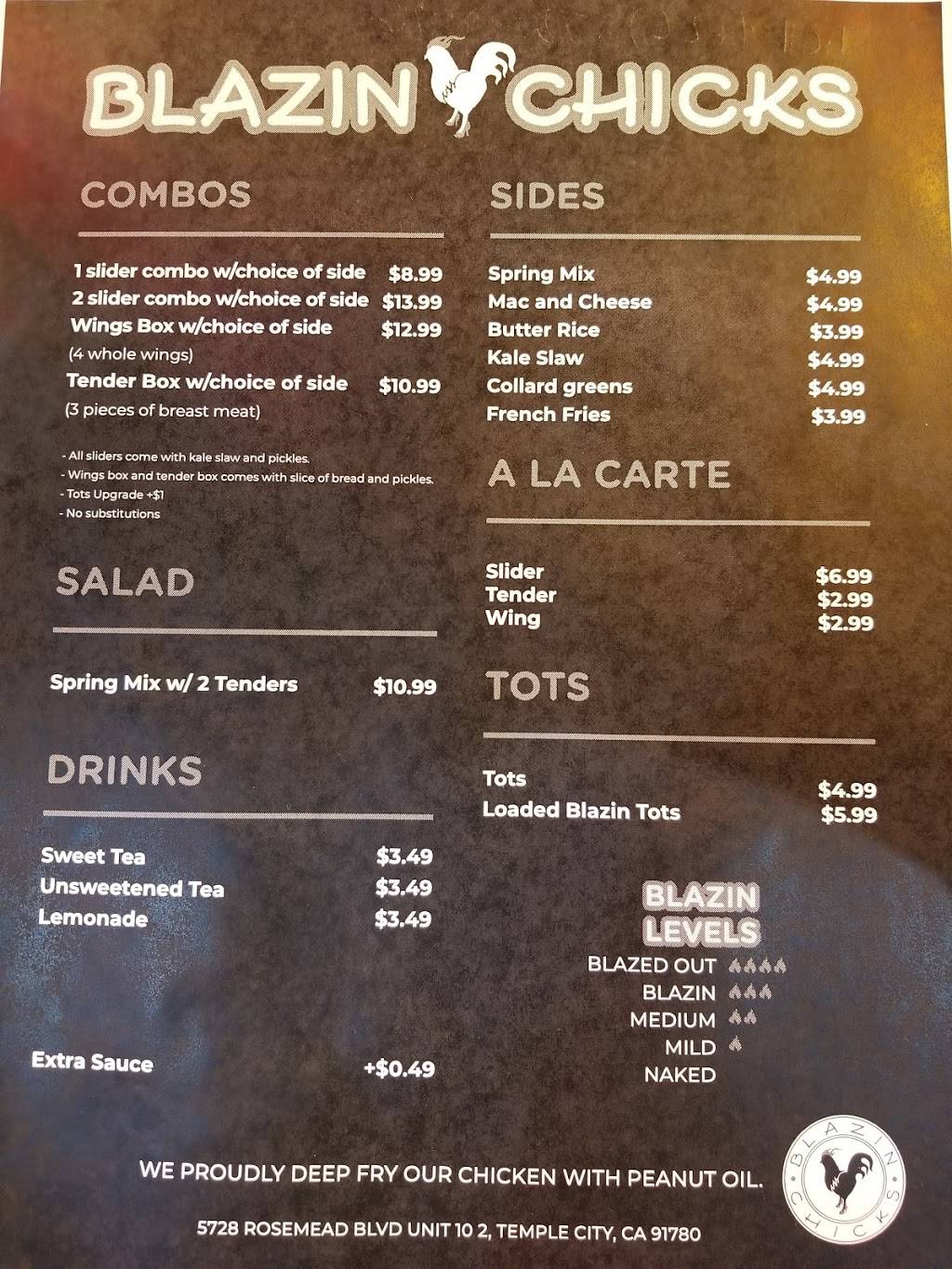 Blazin Chicks | restaurant | 5728 Rosemead Blvd Unit #102, Temple City, CA 91780, USA | 6268722096 OR +1 626-872-2096