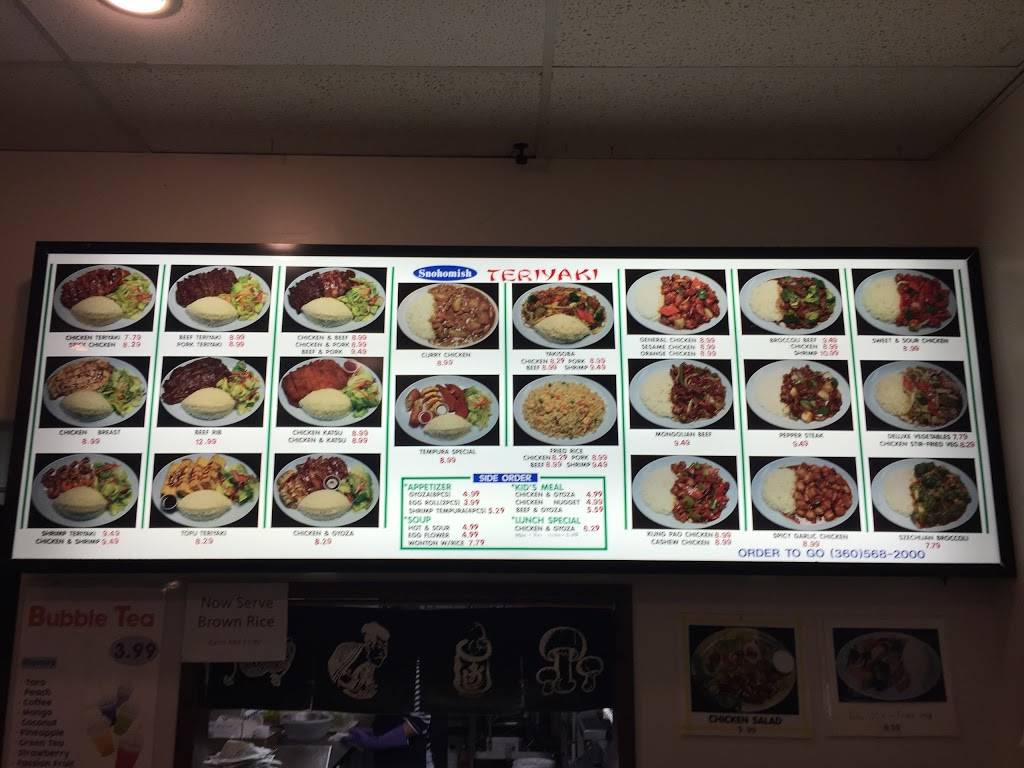 Snohomish Teriyaki | restaurant | 1207 13th St # J, Snohomish, WA 98290, USA | 3605682000 OR +1 360-568-2000