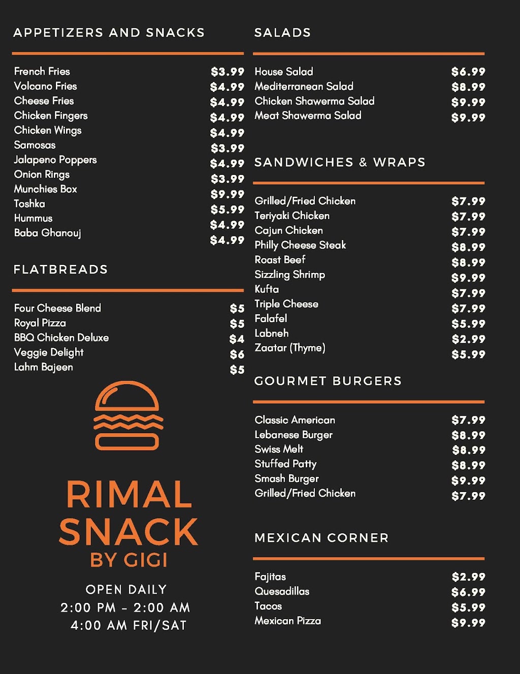 Rimal Snack | restaurant | 882 S Brookhurst St, Anaheim, CA 92804, USA | 7148335246 OR +1 714-833-5246