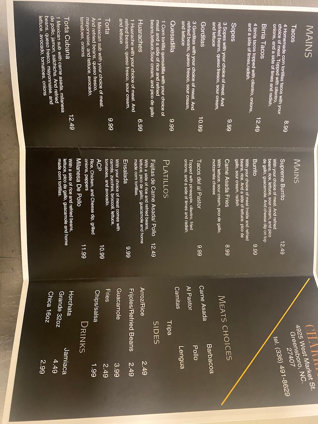 Charrito | restaurant | 4925 W Market St, Greensboro, NC 27407, USA | 3365008988 OR +1 336-500-8988