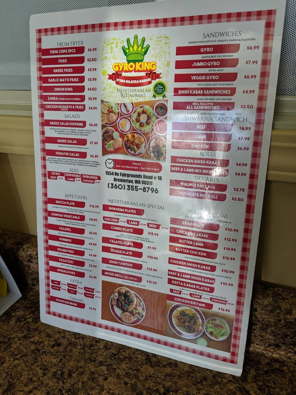 Gyro King | restaurant | 1554 NE Fairgrounds Rd #1b, Bremerton, WA 98311, USA | 3603558796 OR +1 360-355-8796