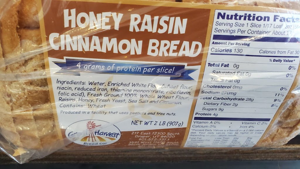 Great Harvest Bread Co. | bakery | 3591 W 11400 S, South Jordan, UT 84095, USA | 8013670221 OR +1 801-367-0221