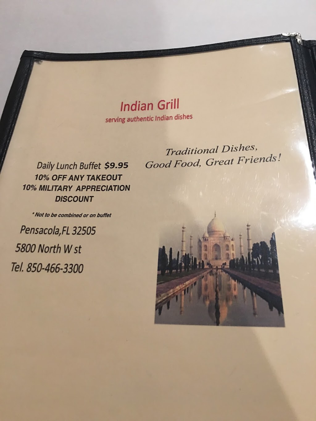 Indian Grill | restaurant | 5800 North W Street #3, Pensacola, FL 32505, USA | 8504663300 OR +1 850-466-3300