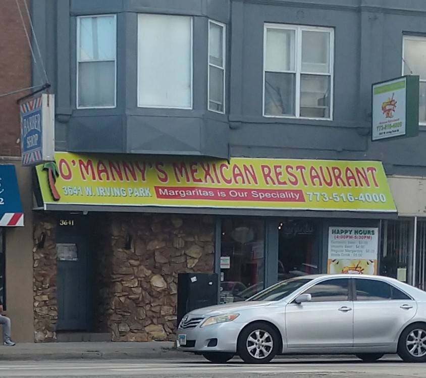 O’Manny’s Mexican Restaurant | restaurant | 3641 W Irving Park Rd, Chicago, IL 60618, USA | 7735164000 OR +1 773-516-4000