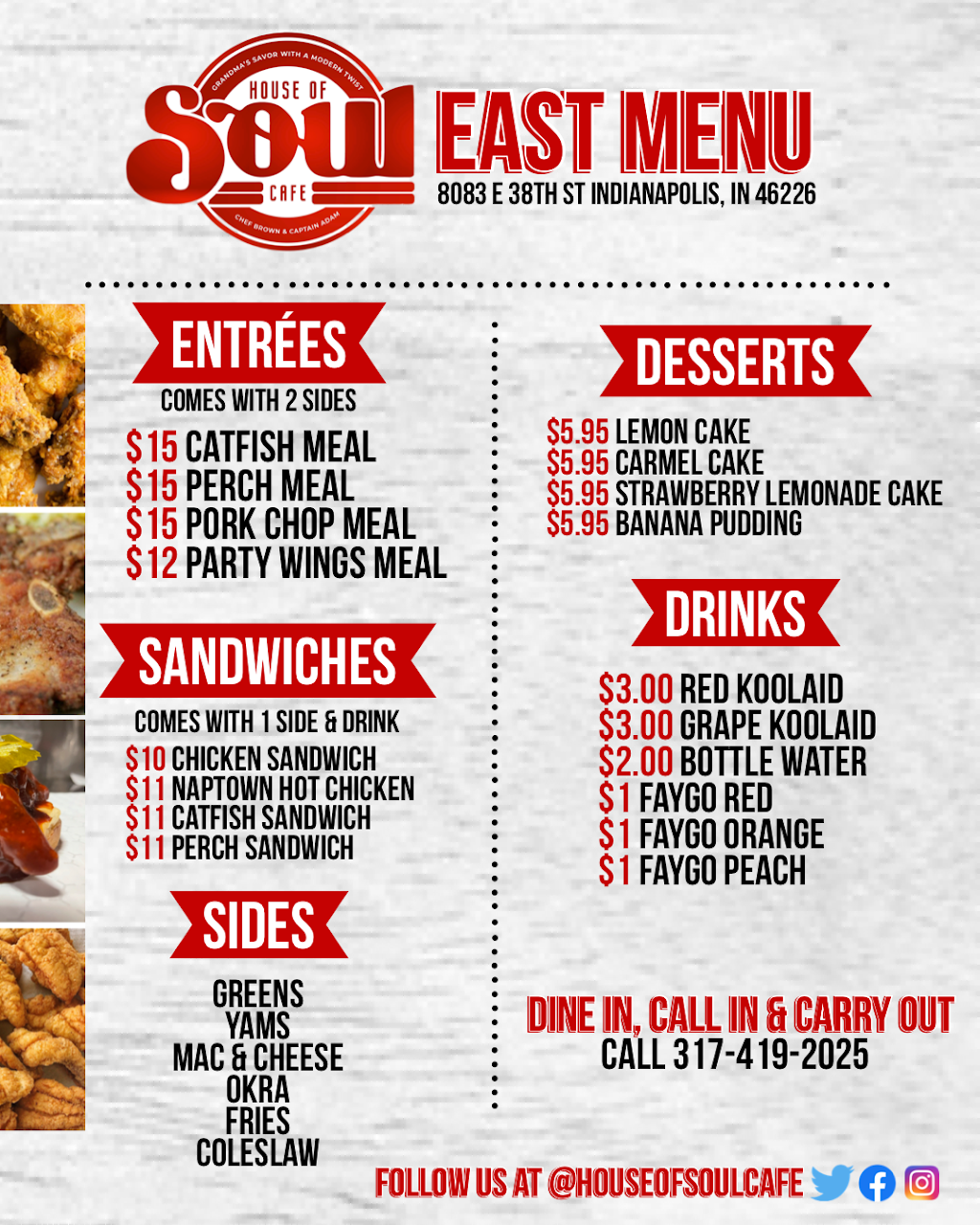 House of Soul -East | restaurant | 8083 E 38th St, Indianapolis, IN 46226, USA | 3174192025 OR +1 317-419-2025