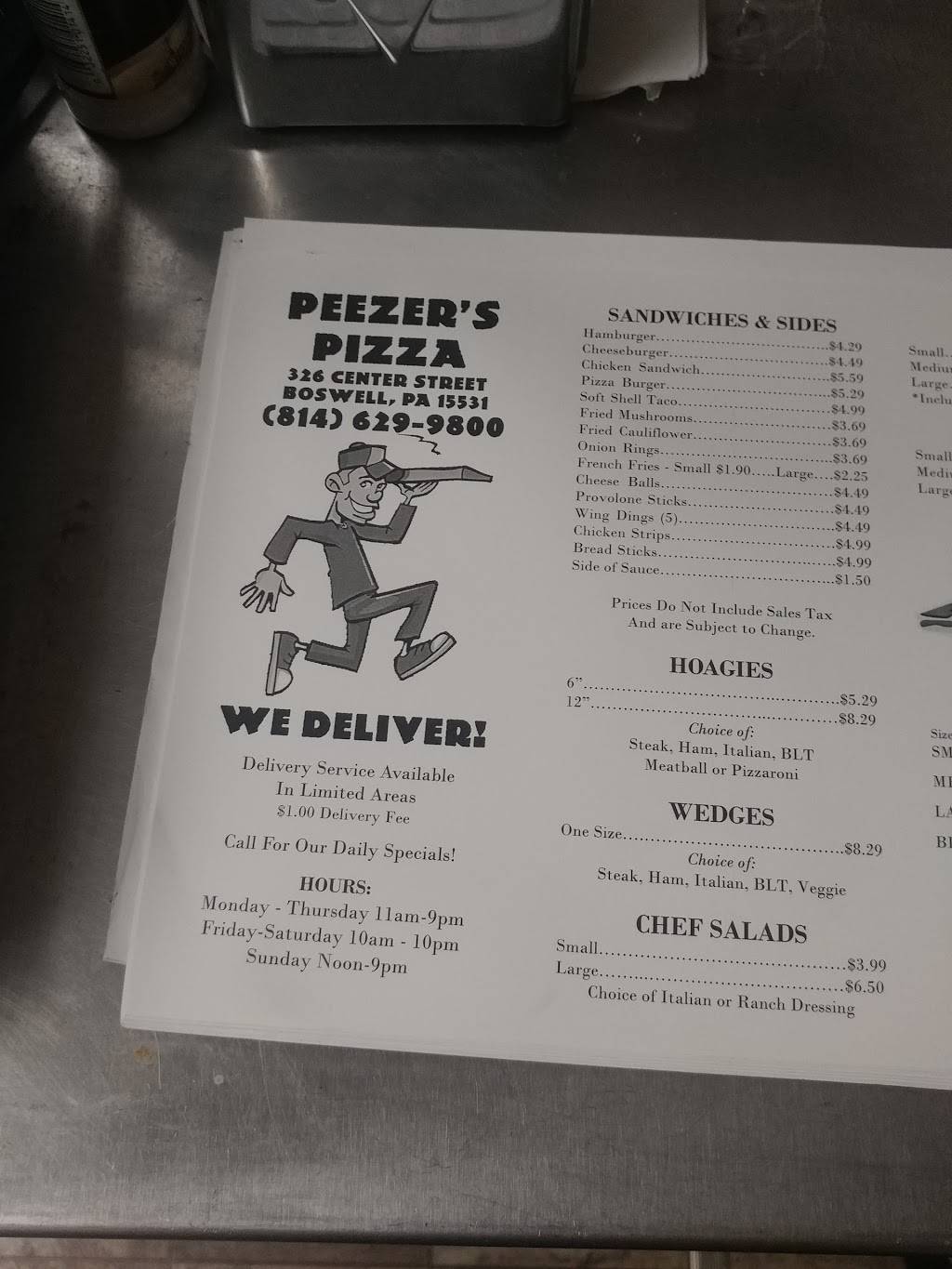 Peezers Pizza | restaurant | 326 Center St, Boswell, PA 15531, USA | 8146299800 OR +1 814-629-9800