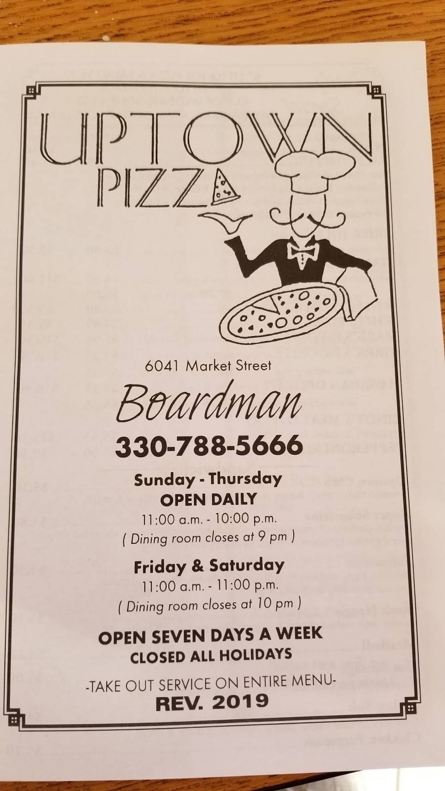 Uptown Pizza | restaurant | 6041 Market St, Youngstown, OH 44512, USA | 3307885666 OR +1 330-788-5666