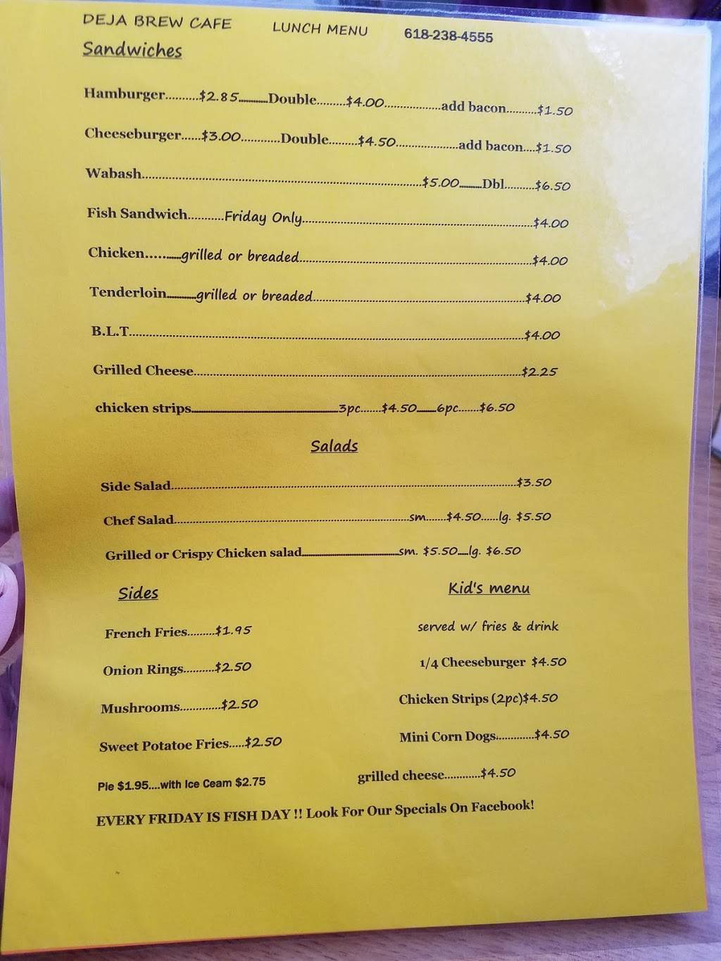 Deja Brew | restaurant | 1236 Washington St, Mason, IL 62443, USA | 6182384555 OR +1 618-238-4555