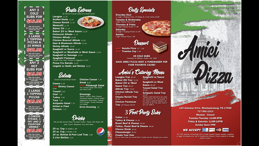 Amici Pizza | restaurant | 125 Gateway Dr # 105, Mechanicsburg, PA 17050, USA | 7175911313 OR +1 717-591-1313