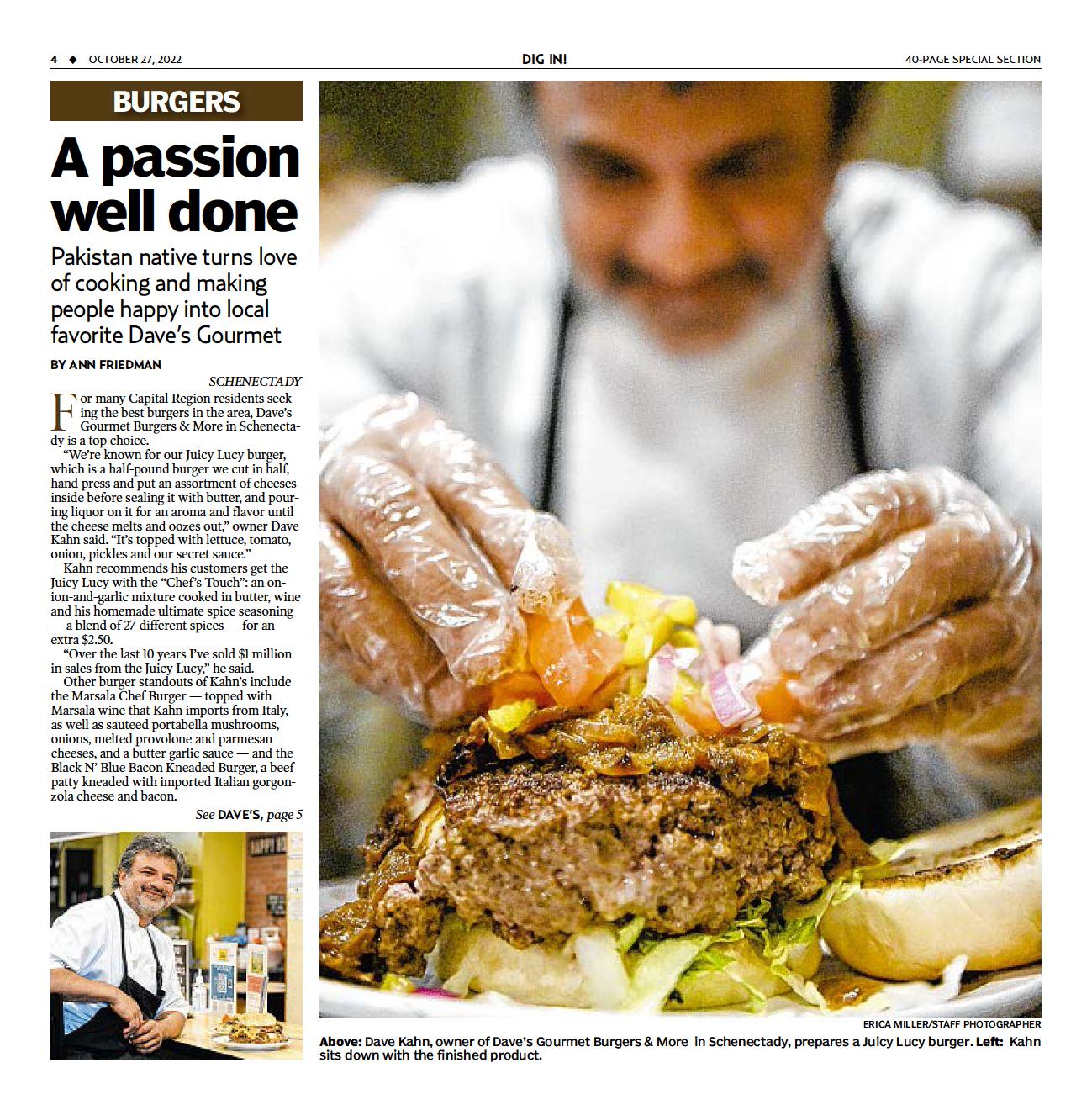 Daves Gourmet Burgers and More | restaurant | 16 Edison Ave, Schenectady, NY 12305, United States | 5182803900 OR +1 518-280-3900