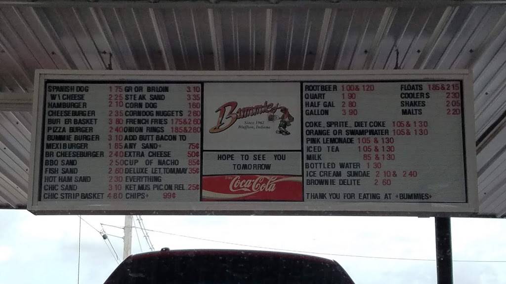 Bummies Drive-In | restaurant | 1263 S Main St, Bluffton, IN 46714, USA | 2608243626 OR +1 260-824-3626