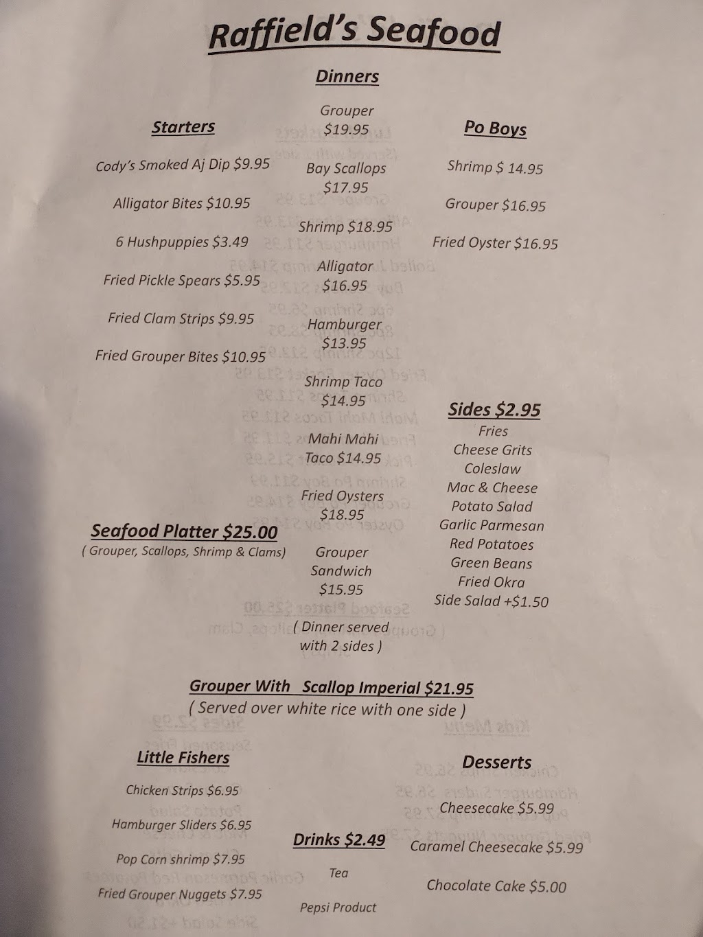 Raffields Seafood | restaurant | 1031 15th St, Panama City, FL 32401, USA | 8502152427 OR +1 850-215-2427