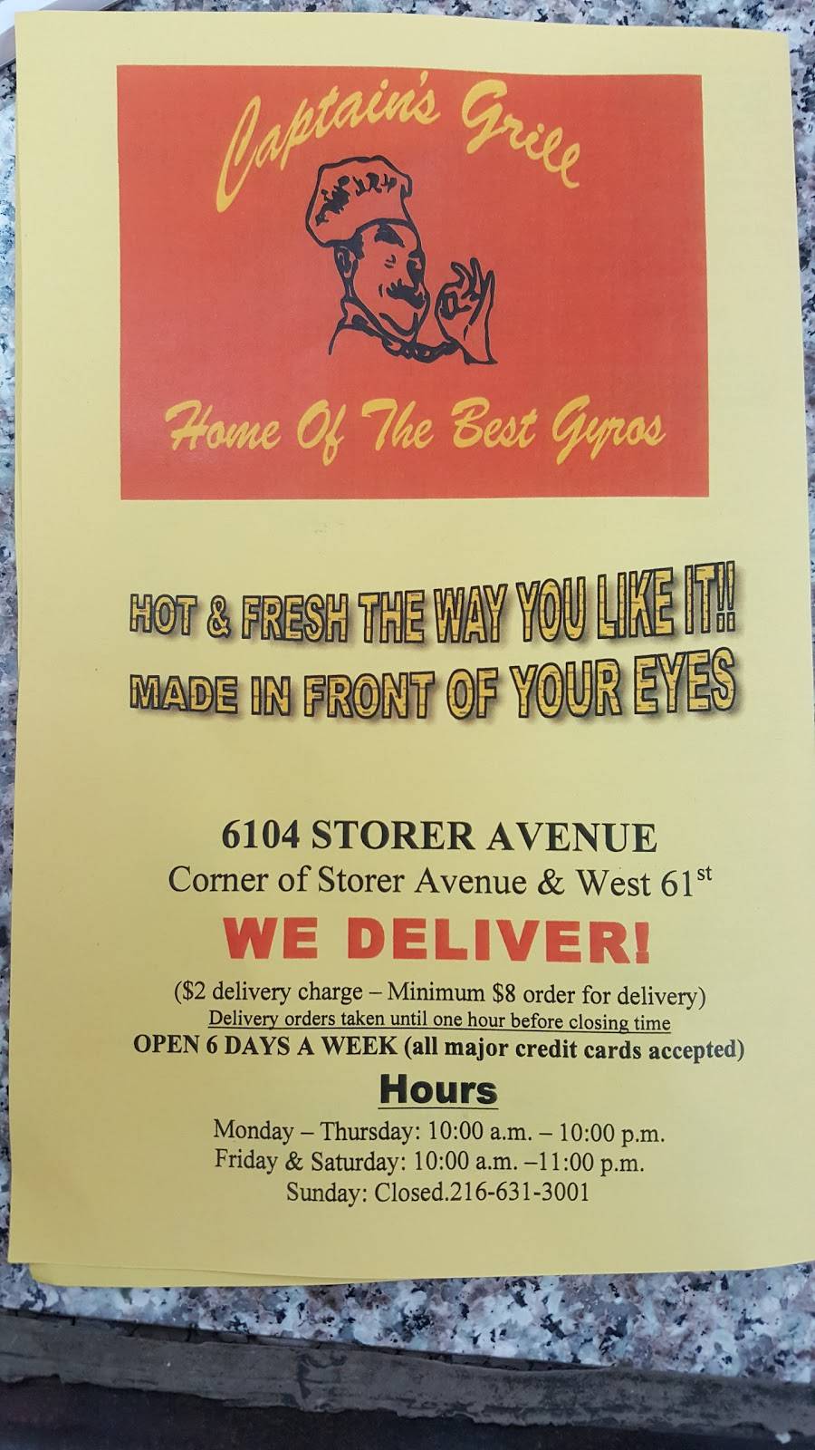 Captains Grill Restaurant | restaurant | 6104 Storer Ave, Cleveland, OH 44102, USA | 2166313001 OR +1 216-631-3001