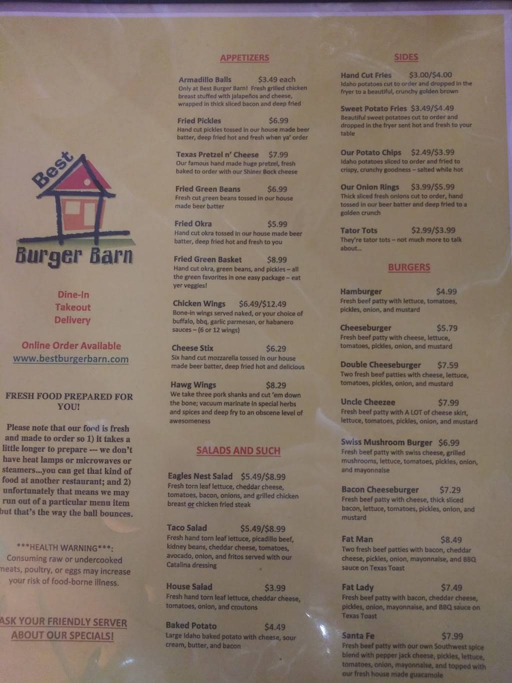 Best Burger Barn | restaurant | 407 US-82, Gainesville, TX 76240, USA | 9406654408 OR +1 940-665-4408