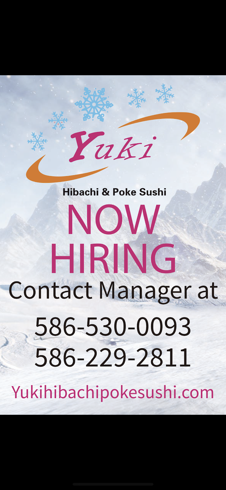 Yuki hibachi and poke sushi | restaurant | 43289 Garfield Rd, Clinton Twp, MI 48038, USA | 5862292811 OR +1 586-229-2811