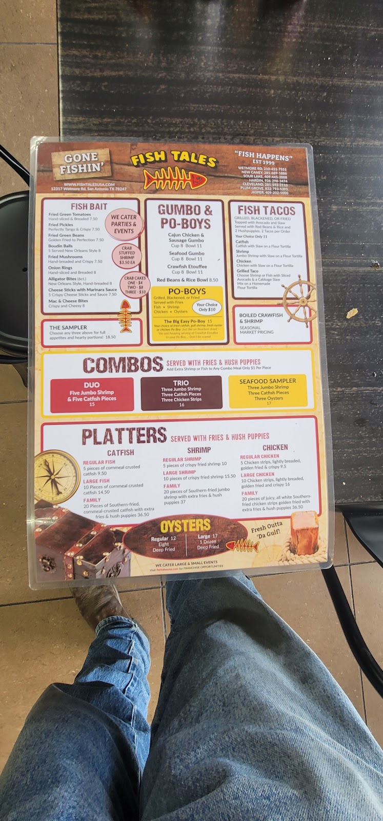 Fish Tales | restaurant | 12317 Wetmore Rd, San Antonio, TX 78247, USA | 2104517551 OR +1 210-451-7551