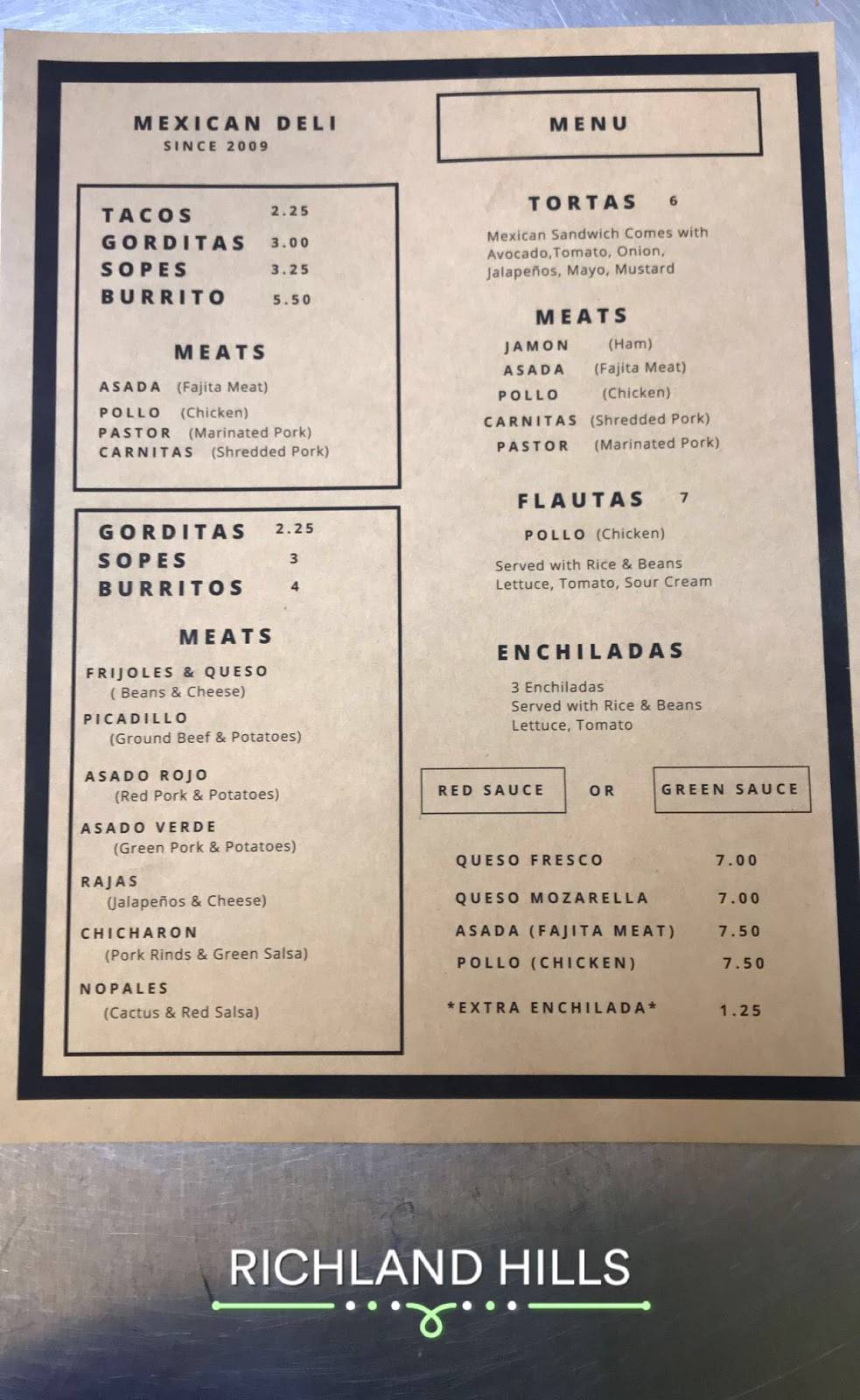 Mexican Deli | restaurant | 6639 Baker Blvd, Richland Hills, TX 76118, USA | 8172849990 OR +1 817-284-9990