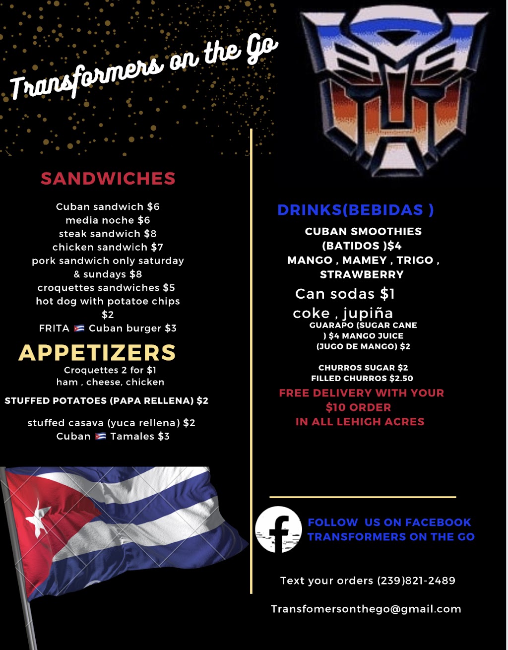 Transformers on the go | restaurant | 2803 19th St SW, Lehigh Acres, FL 33976, USA | 2398212489 OR +1 239-821-2489