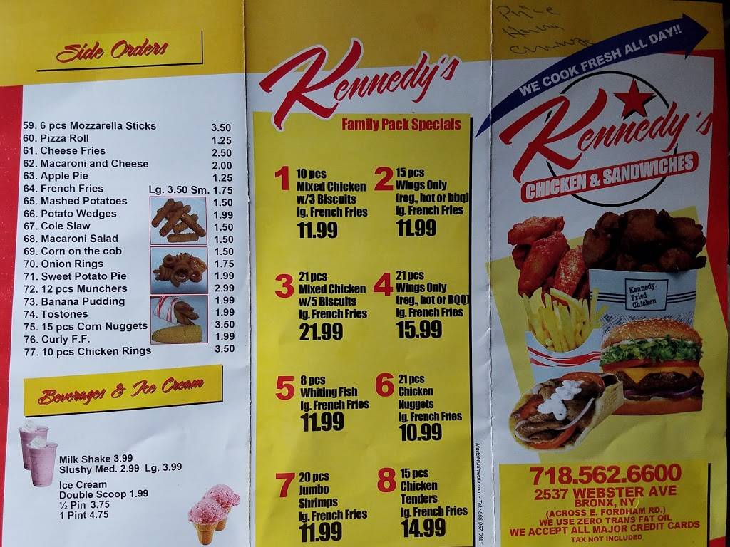 Kennedys Chicken & Burgers | restaurant | 2537 Webster Ave, The Bronx, NY 10458, USA | 7185626600 OR +1 718-562-6600
