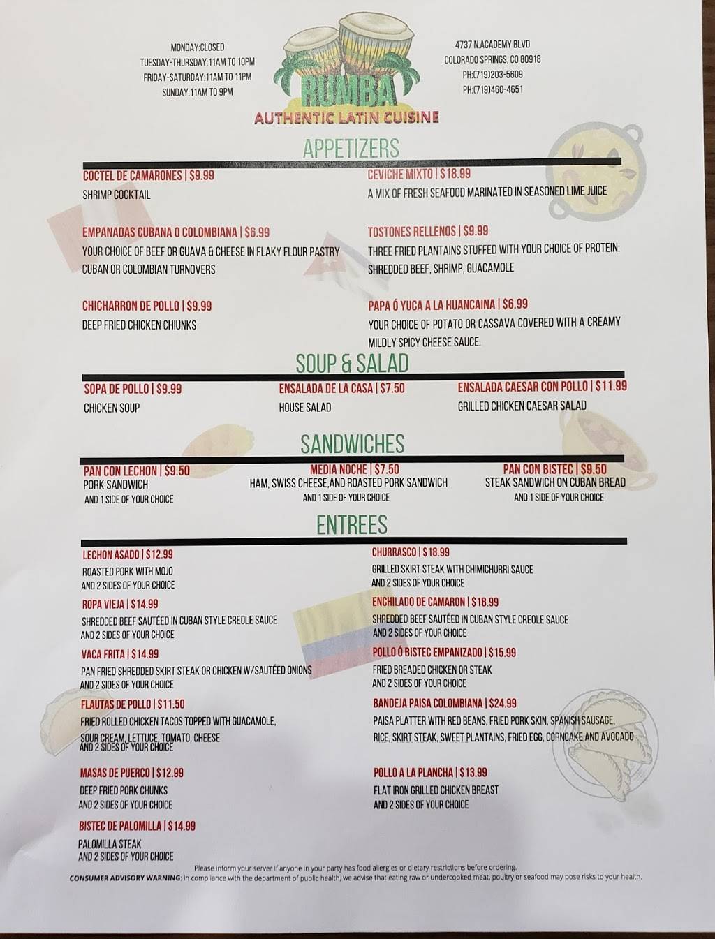 Rumba- Latin Cuisine | restaurant | 4737 N Academy Blvd, Colorado Springs, CO 80918, USA | 7192035609 OR +1 719-203-5609