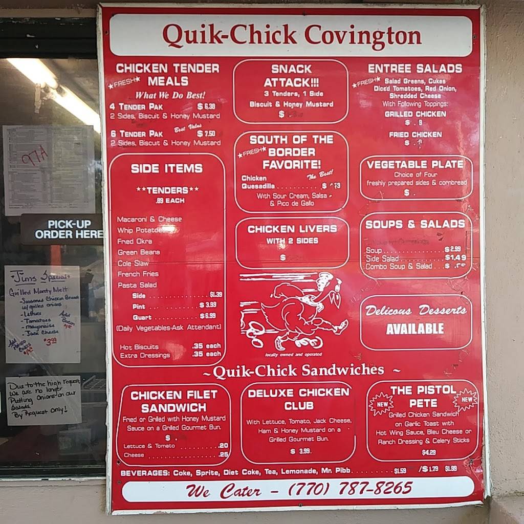 Quik Chick | restaurant | US-278, Covington, GA 30014, USA | 7707878265 OR +1 770-787-8265