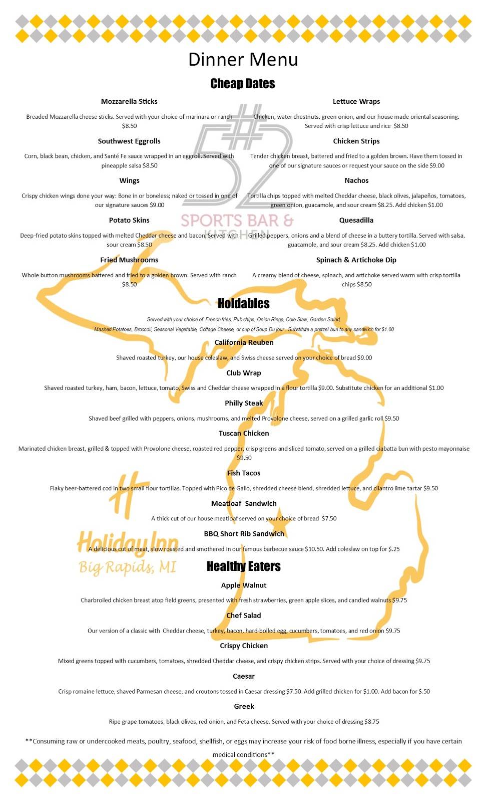 #52 Sports Bar and Kitchen Big Rapids | restaurant | 1005 Perry Ave, Big Rapids, MI 49307, USA | 2317968494 OR +1 231-796-8494