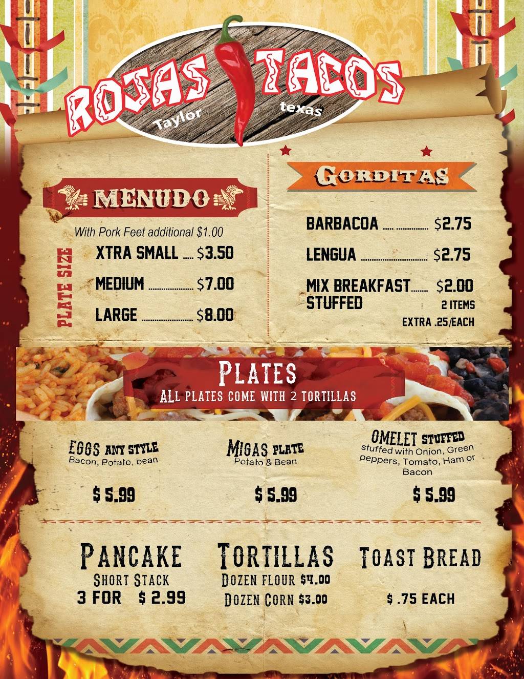 Rojas Tacos | restaurant | 400 S Main St, Taylor, TX 76574, USA | 5129452750 OR +1 512-945-2750