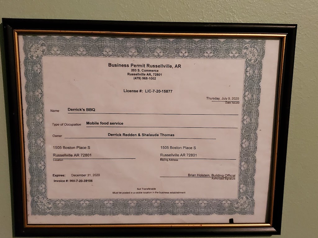 Derricks BBQ | restaurant | 1940 S Elmira Ave #114, Russellville, AR 72802, USA | 4792649338 OR +1 479-264-9338
