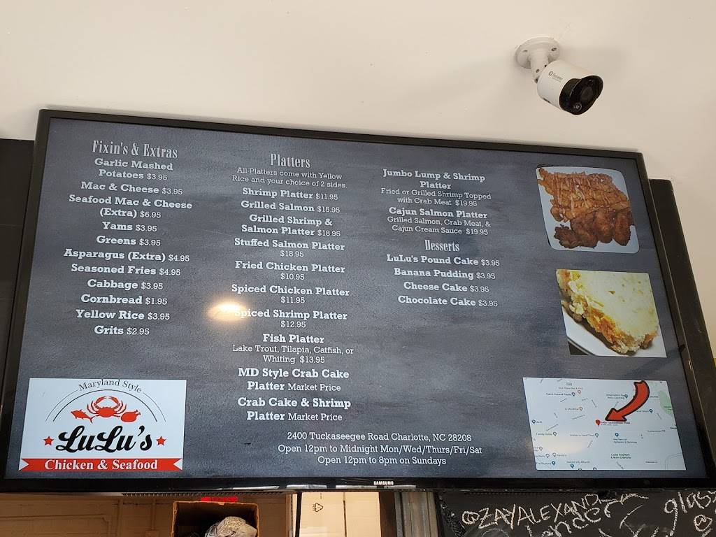 LuLus Maryland Style Chicken & Seafood | restaurant | 2400 Tuckaseegee Rd, Charlotte, NC 28208, USA | 9804980838 OR +1 980-498-0838