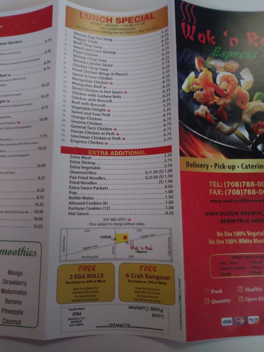 Wok N Roll Express | restaurant | 6969 Ogden Ave #5, Berwyn, IL 60402, USA | 7087880088 OR +1 708-788-0088