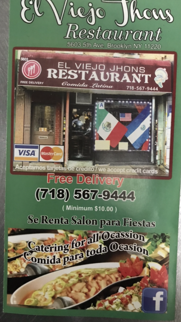 El Viejo Jhons | restaurant | 5603 5th Ave, Brooklyn, NY 11220, USA | 7185679444 OR +1 718-567-9444