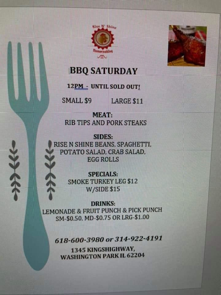 Rise N Shine | restaurant | 1345 Kingshighway, East St Louis, IL 62204, USA | 6186003980 OR +1 618-600-3980