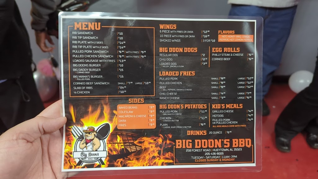 Big Doons BBQ | restaurant | 258 Forest Rd, Hueytown, AL 35023, USA | 2054368009 OR +1 205-436-8009