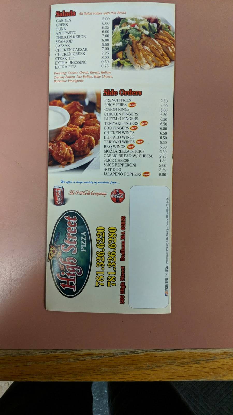 High Street Pizza | restaurant | 505 High St, Dedham, MA 02026, USA | 7813266220 OR +1 781-326-6220