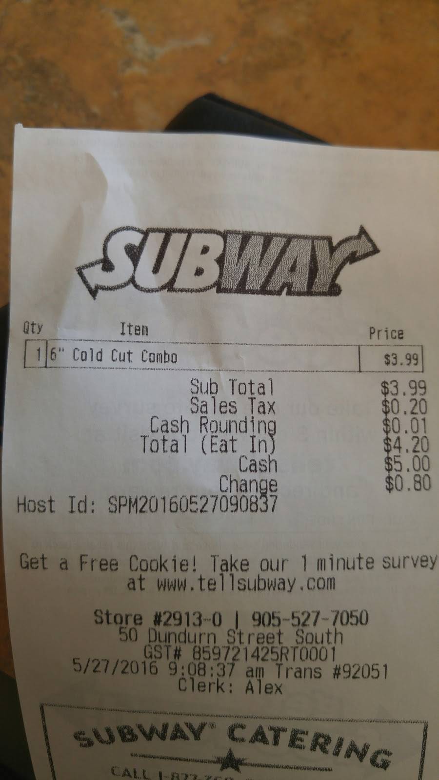 Subway | restaurant | Dundurn Place, 50 Dundurn St S Unit # 107, Hamilton, ON L8P 4W3, Canada | 9055277050 OR +1 905-527-7050