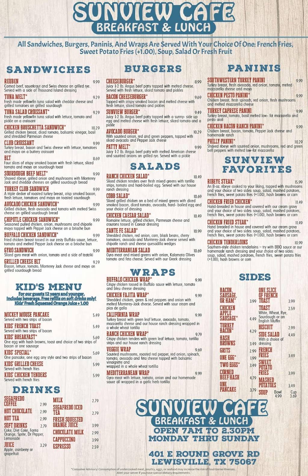 Sunview Cafe | restaurant | 401 E Round Grove Rd #200, Lewisville, TX 75067, USA | 4692400834 OR +1 469-240-0834